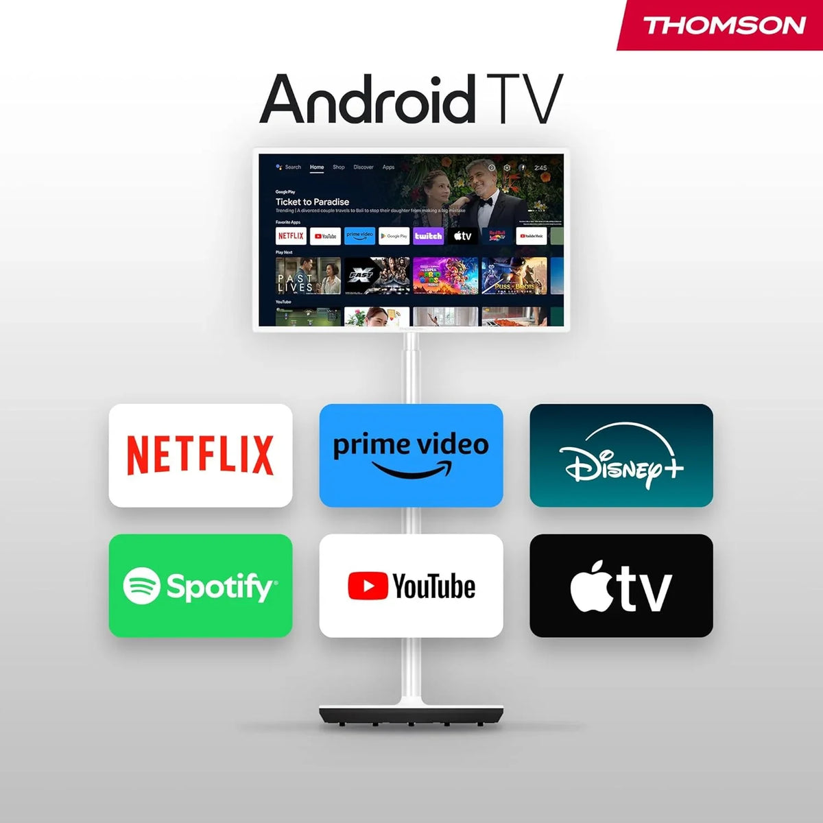 THOMSON 32 Pulgadas (81 cm) Go TV, Televisor Android Portátil – HD Ready (1366x768), Control por Voz, Bluetooth 5.1, Wi-Fi, Función de Punto de Acceso, hasta 4 Horas de Autonomía - 32HA4M44