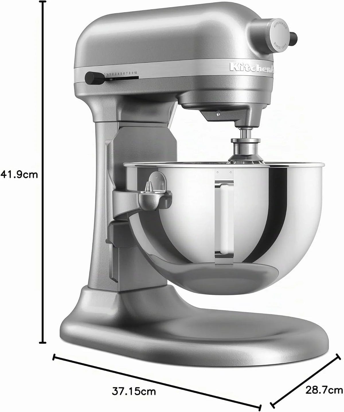 KitchenAid Batidora Amasadora Bowl-Lift 5.2L Heavy Duty, Cuerpo y Engranajes Metálicos, 11 Velocidades, Flex Edge, 67 Puntos de Contacto, Contour Silver