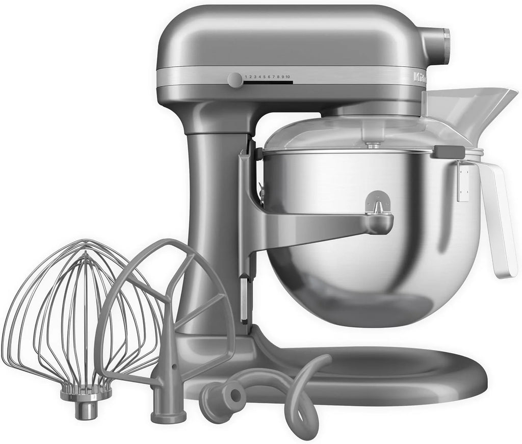 KitchenAid Batidora Amasadora Heavy Duty 6.6L, Engranajes Todo Metal, 11 Velocidades, Arranque Suave, Corte por Sobrecalentamiento, Bol 3 Puntos, Plata Contour