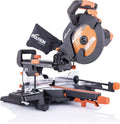Evolution Power Tools R255SMS Sierra ingletadora Deslizante multimaterial, con Paquete Plus, Corta acero dulce, aluminio, plástico, madera con clavos incrustados 230 V, 255 mm