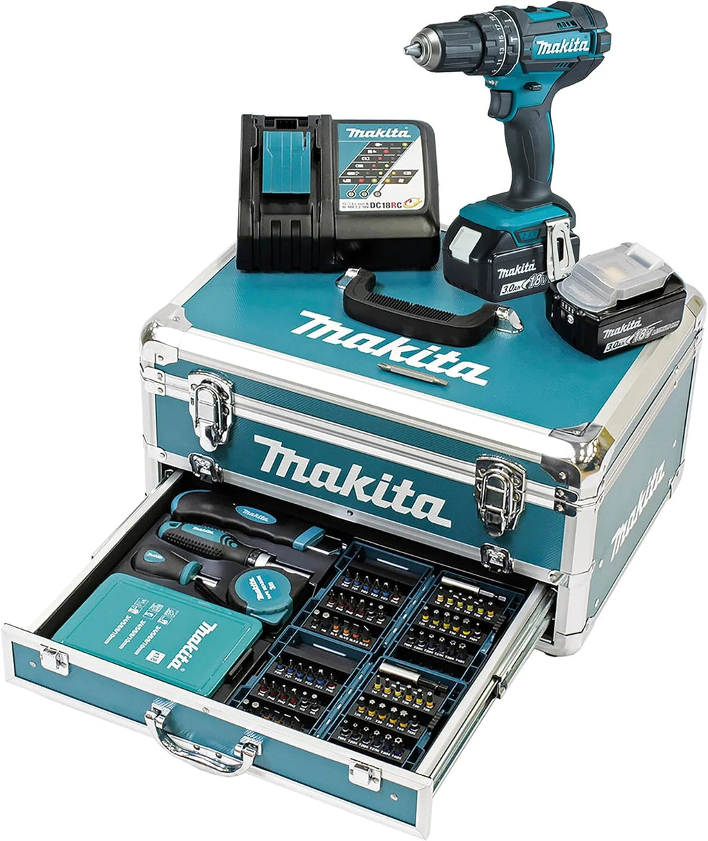 Makita DHP482RFX9 Batería Taladro 18V LXT 62Nm 2x3.0Ah MAKPAC 92 Accesorios