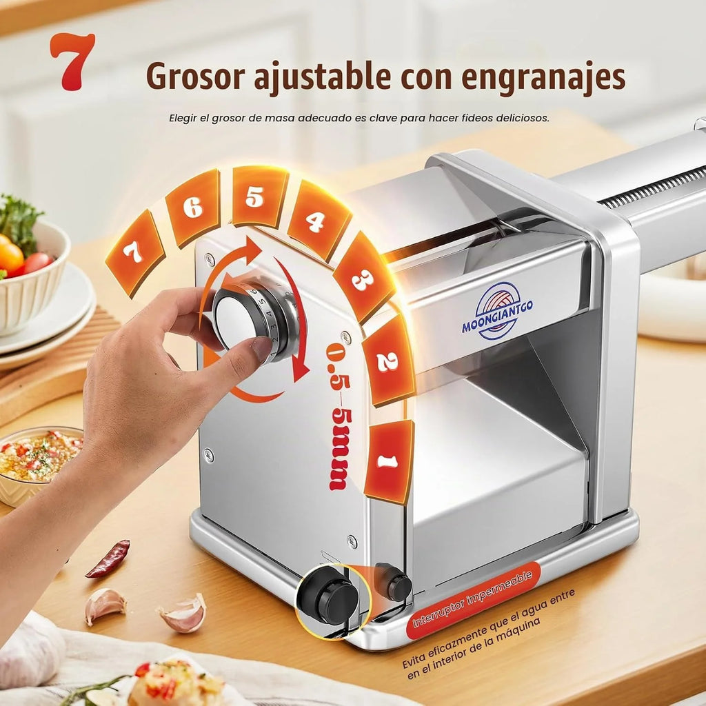 Moongiantgo Máquina Pasta Eléctrica, 3 Removible Cortador, 0.5-5mm Espesor