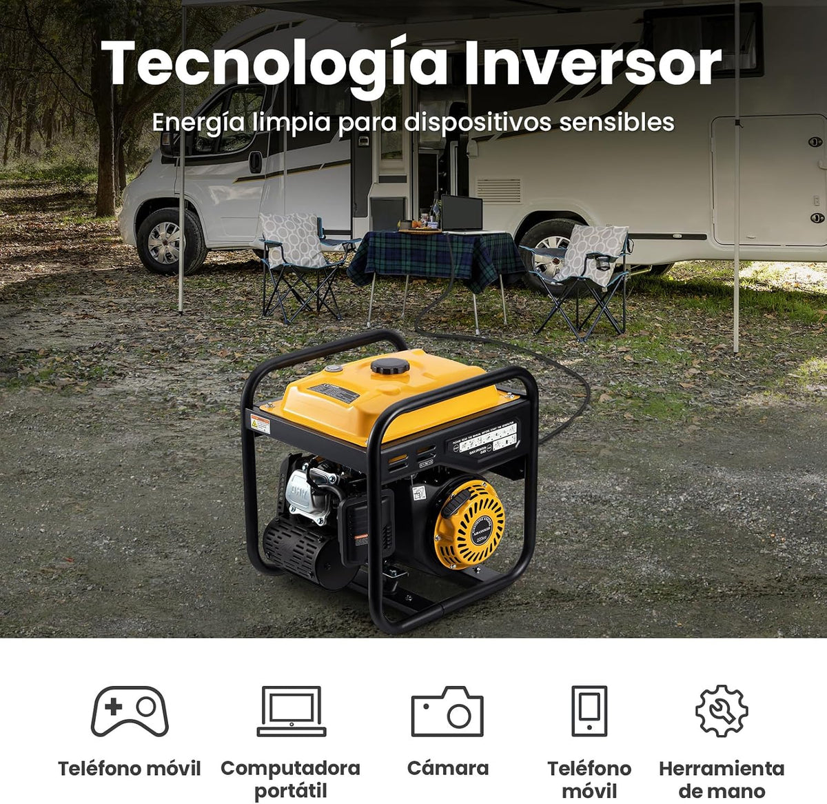 maXpeedingrods Generador inversor portátil de 3500 W, 4 tiempos gasolina