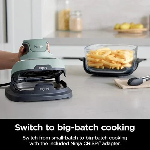 2026 Ninja Crispi Freidora de Aire Caliente, Compatible con Microondas, Congelador y Lavavajillas, Sistema de Cocina Portátil en Vidrio No Tóxico, Recipiente de Vidrio de 1,5 L con 6 Tazas y Tapas