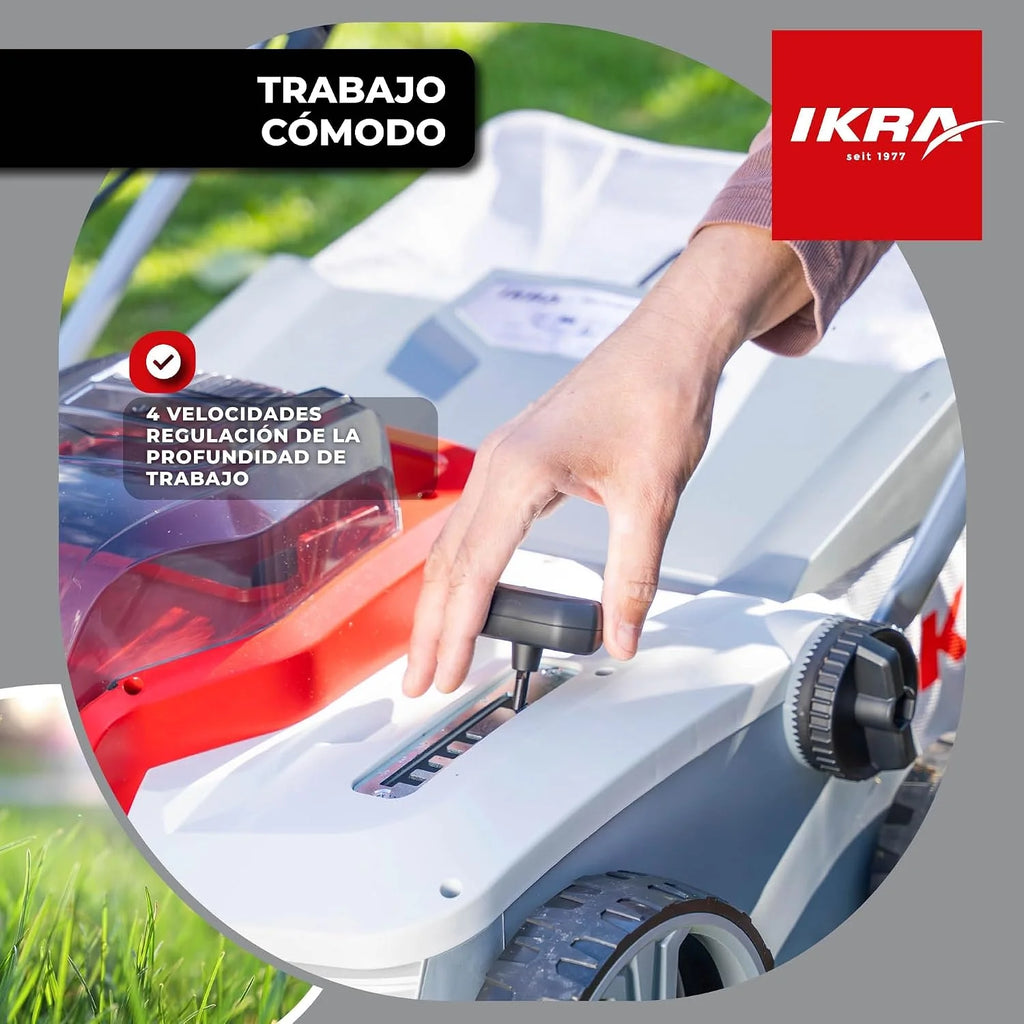 IKRA escarificador y aireador a batería 3 en 1 IAVL 2-2032, Ancho 32 cm