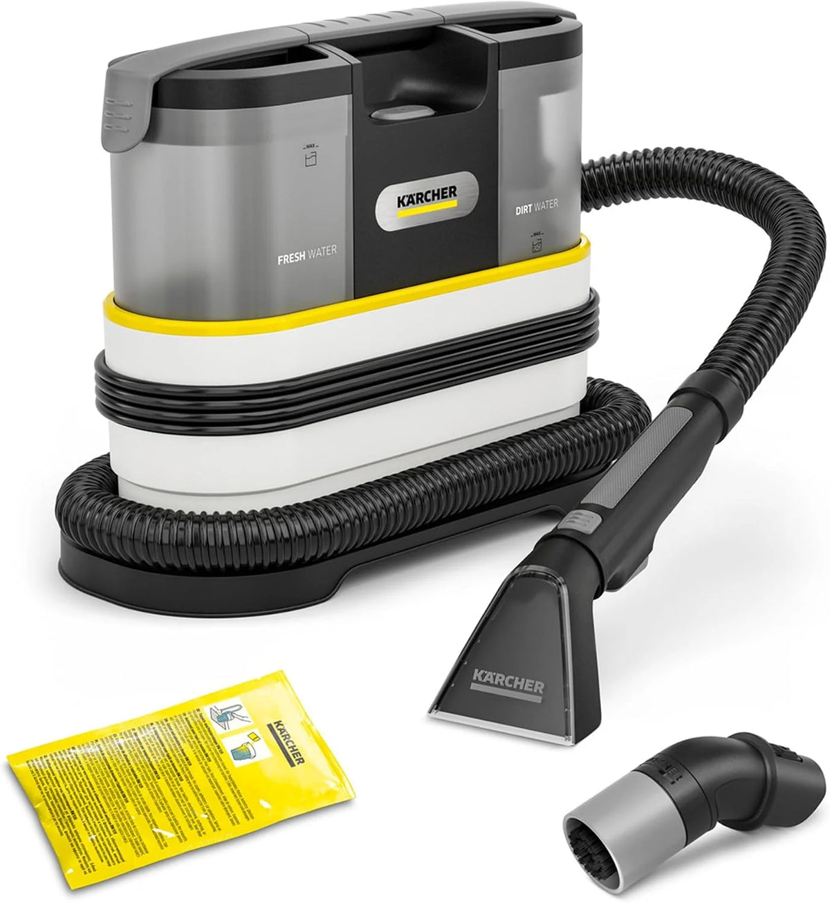 Kärcher lava-aspiradora SE 2 Spot Care, potencia: 450 W, depósito de agua limpia: 1,5 l, superficie: 2,89 m², peso: 4,2 kg, boquilla para tapicerías, boquilla para manchas, limpiador RM 519