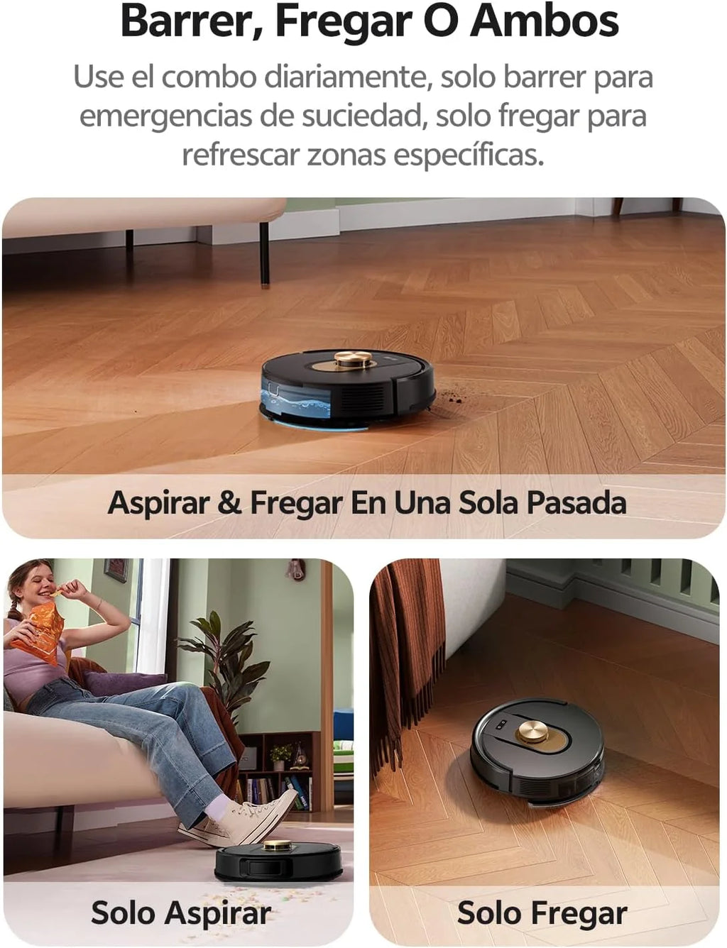 Vexilar W9 Robot Aspirador y Fregasuelos 8000Pa, Robot Aspirador con Navegación Láser, 5 Mapa Inteligente, Larga Autonomía, Adecuado para Suelo, Alfombras de Pelo Corto, Pelo de Mascotas