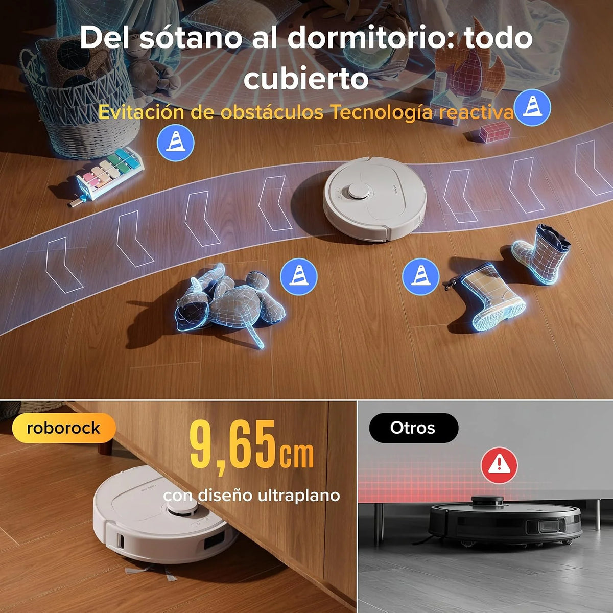 roborock Qrevo S Pro Set Robot Aspirador (Versión Mejorada del QV 35A) Succión de 18500 Pa, Base Todo en Uno, 2,7L Bolsa para Polvo, Sistema antienredos, Evitación de Obstáculos, Blanco