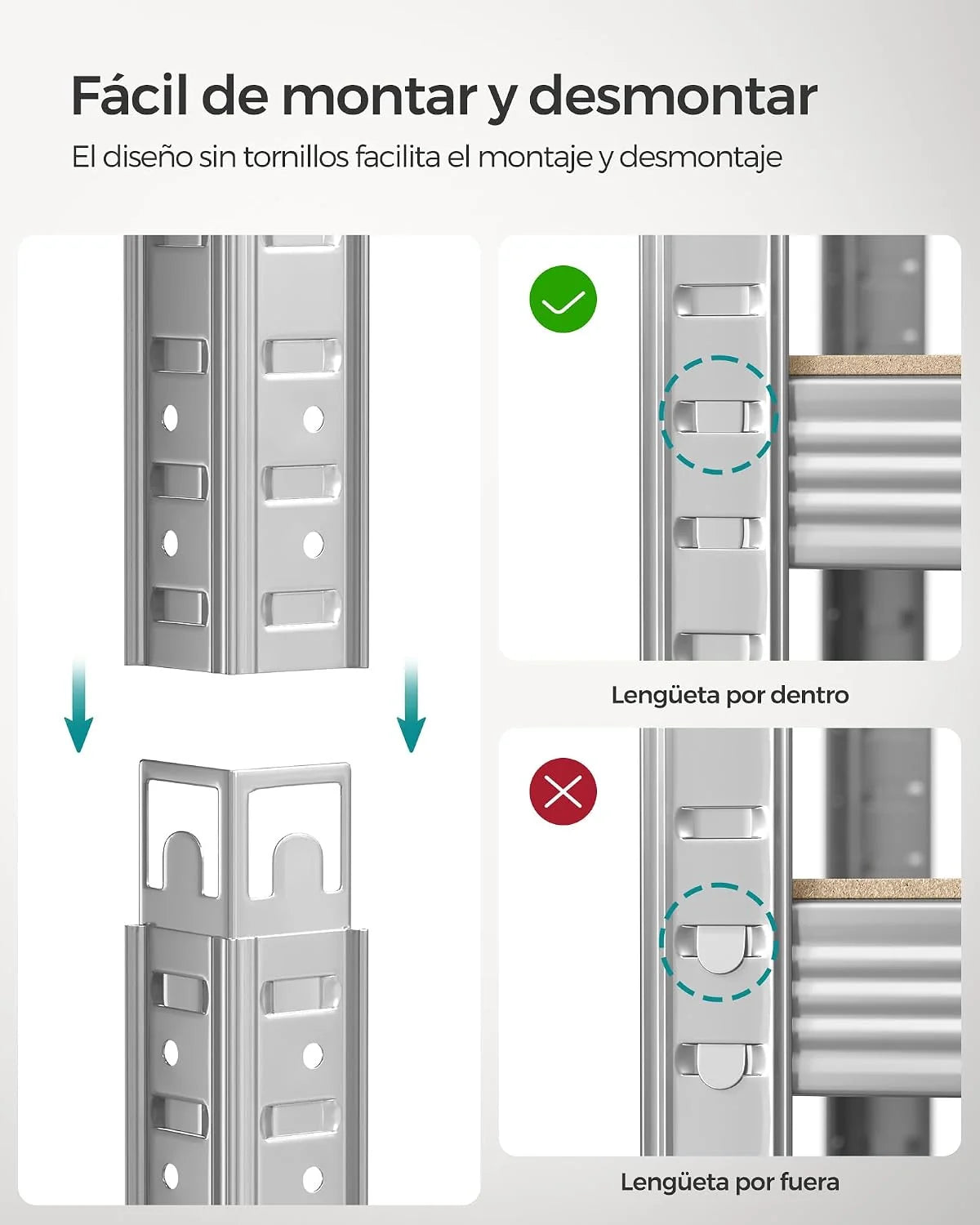 SONGMICS Juego de 2 Estanterías Pesadas, Montaje sin Tornillos