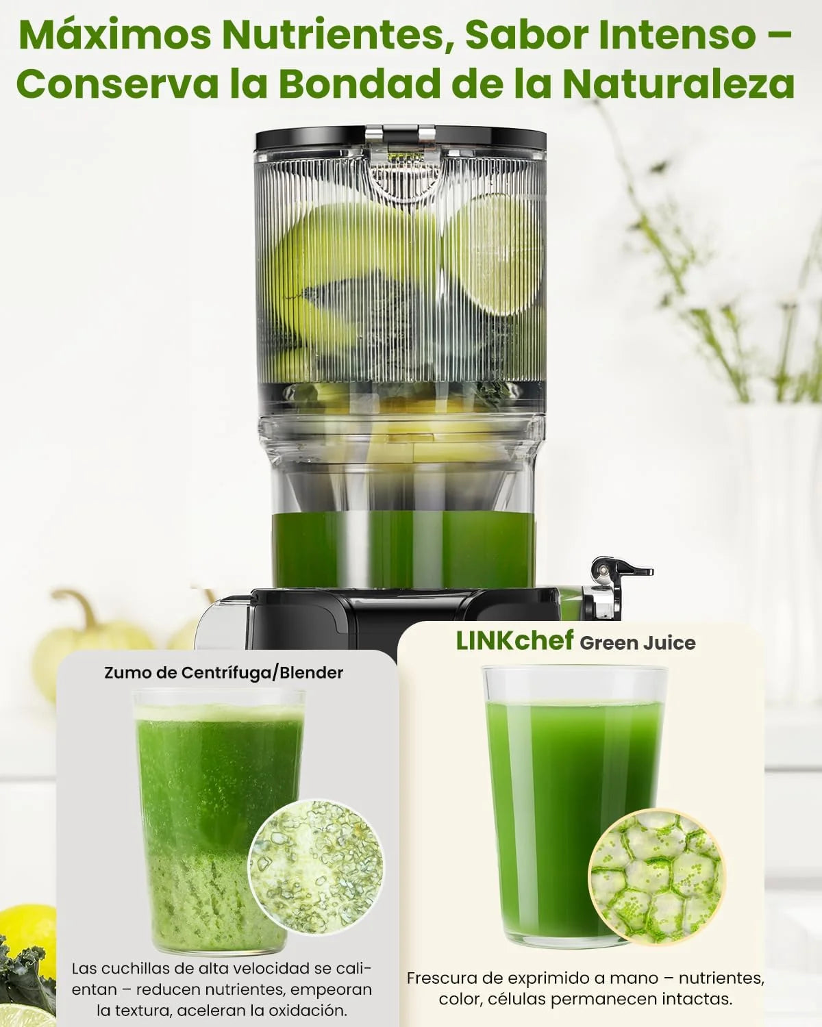 LINKChef extractor de zumos y verduras en frío 200 W, boca 115 mm