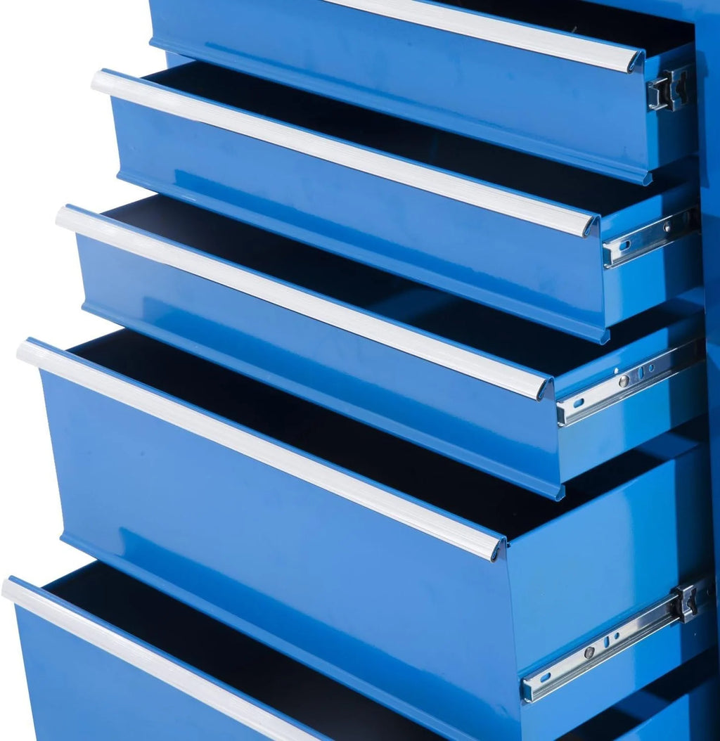 HOMCOM Carro Caja de Herramientas Taller Movil 5 Cajones 4 Ruedas Azul