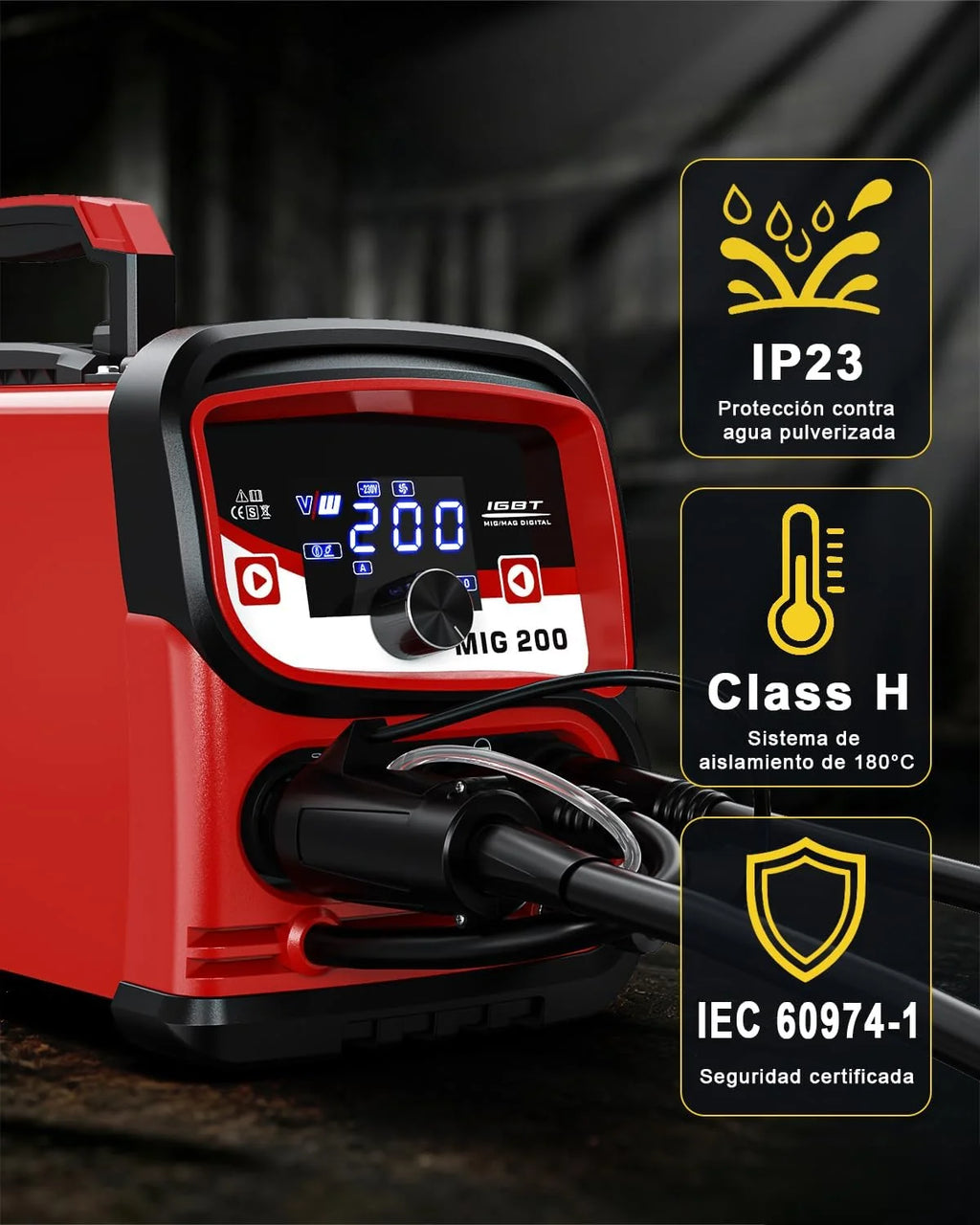 VECTOR WELDING Soldador de Hilo 4 en 1 Máquina de Soldar MIG MAG 200A