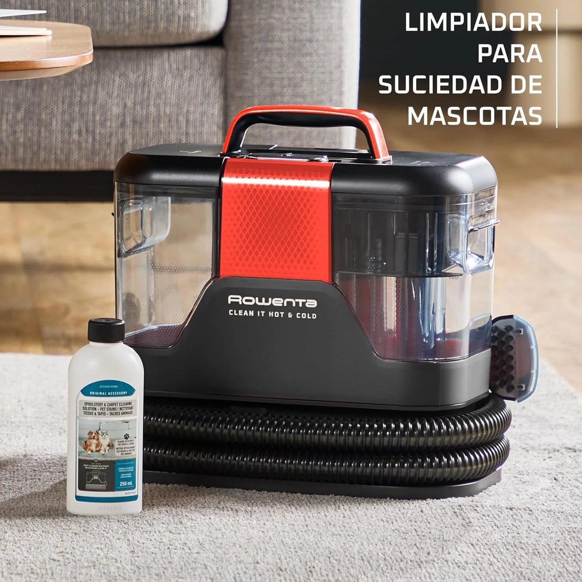 Rowenta Clean It Hot & Cold, Aspiradora tapicerías 1150W, 5 Acc, Negro