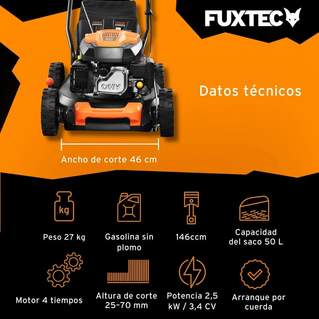 FUXTEC Cortacésped de Gasolina FX-RM4646ECO • 2,6 kW • Corte 46 cm