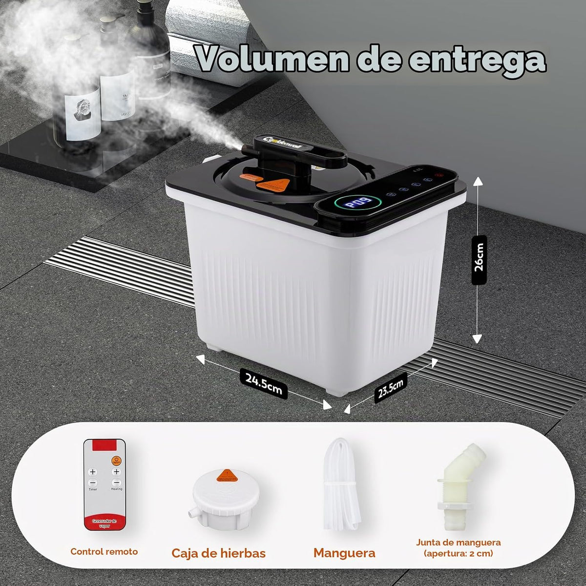 CGOLDENWALL Sauna de Vapor Portátil 4L, Para Tienda Sauna de 1.5 m³