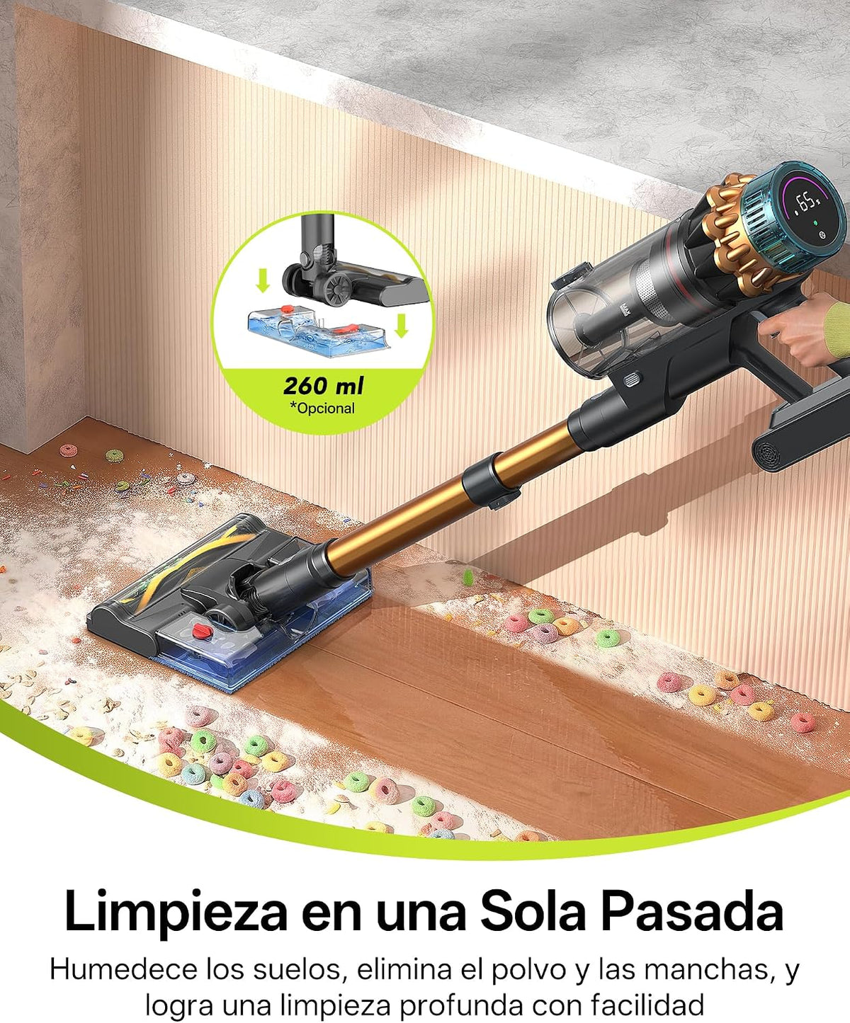 Vexilar Aspiradora sin Cable V14Pro 60kPa/1L/60Min, Multiusos Accesorios,Autoportante,Batería Extraíble,Ligero,Fácil Maneja,Aspirador Escoba Vertical para Suelos/Alfombras/Pelos/Coche