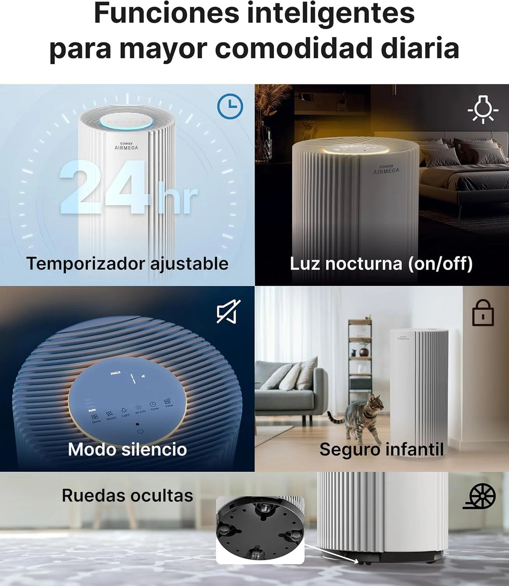 COWAY Purificador de aire HEPA para grandes espacios, AIRMEGA 450, Blanco