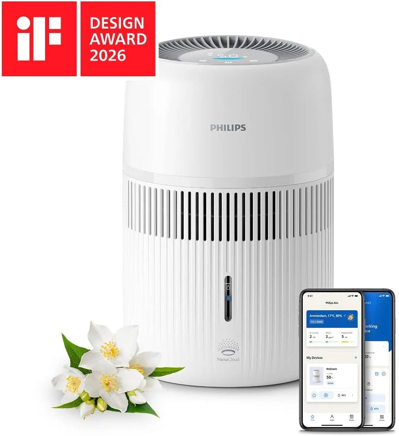 Philips Humidificador Evaporativo Serie 4000, Humidificación Higiénica, 99,97% Menos Bacterias, Depósito de Agua 3,5 L, 275 ml/h, Habitaciones hasta 41 m², Blanco (HU4209/00)