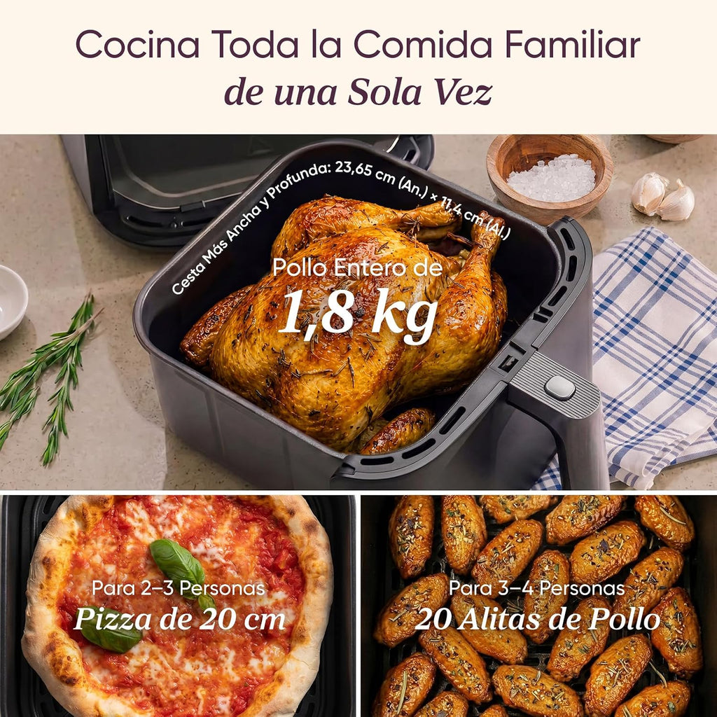 Cosori Freidora de Aire Turbo Blaze 6L, 9en1, Ultrarrápida, 95%Menos Aceite