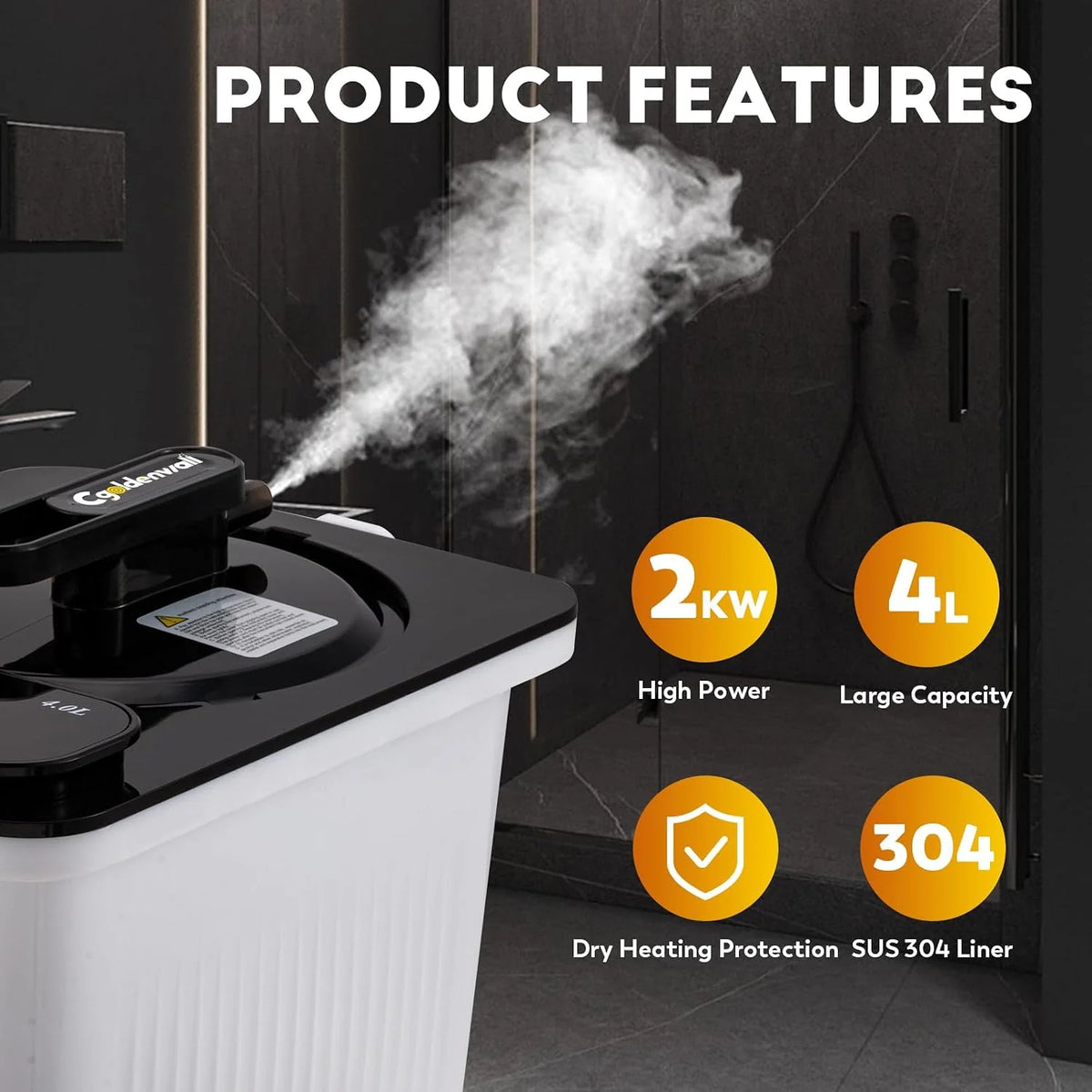 CGOLDENWALL Sauna de Vapor Portátil 4L, Para Tienda Sauna de 1.5 m³