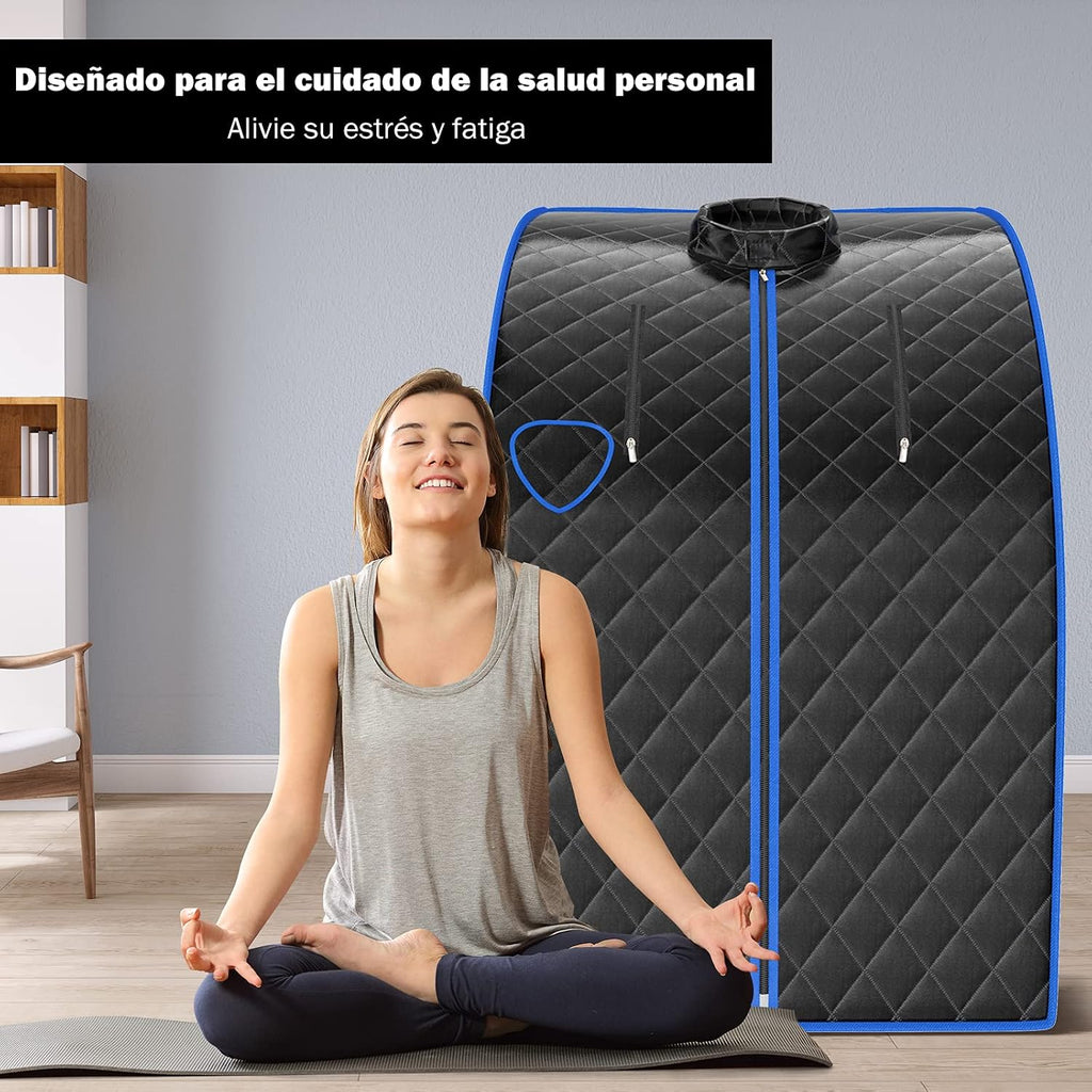 COSTWAY 3L Mini Sauna de Vapor para Casa con Control Remoto,Silla y Accesorios Sauna de Vapor Portátil con Control Remoto Cabina de Sauna con Temperatura y Temporizador Ajustables (negro)