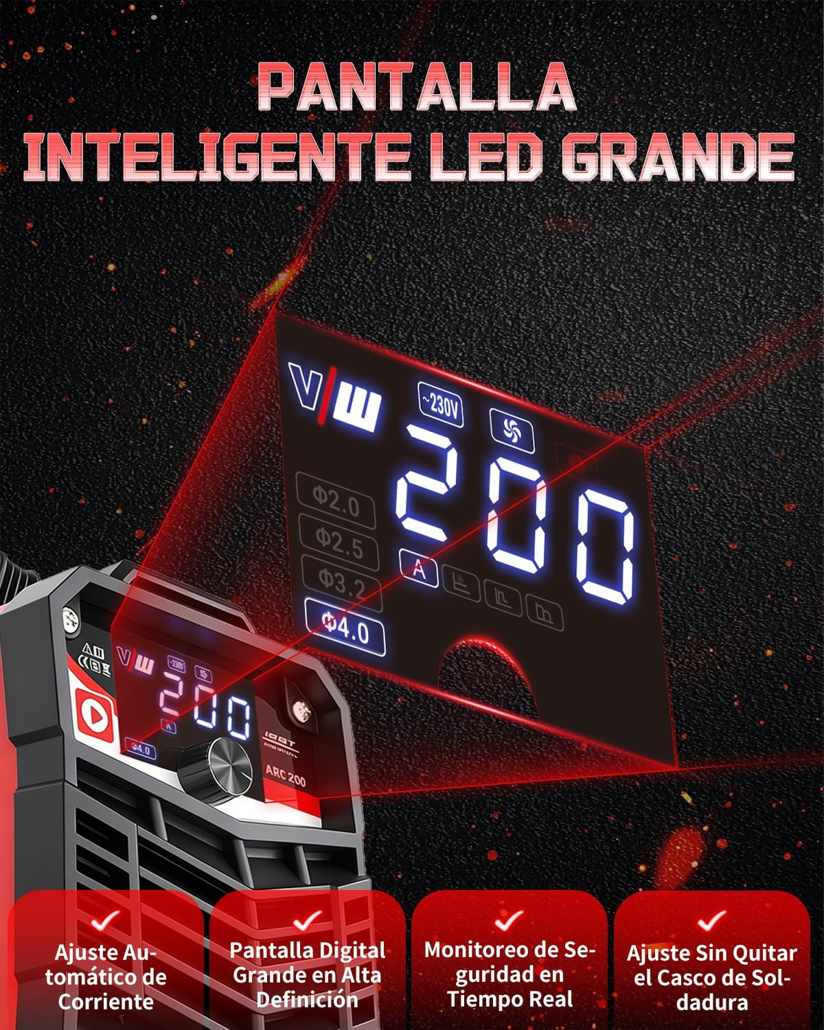 VECTOR WELDING Soldador de Electrodos MMA 200A, Máquina de Soldar Inverter