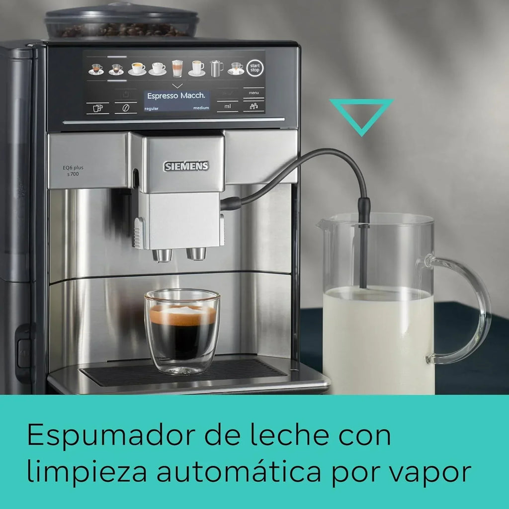 Siemens - Superautomatic coffee maker, EQ6 plus s500, aromaDouble Shot, autoMilk Clean, ceramDrive, Display CoffeeSelect, Black/Inox, TE655203RW