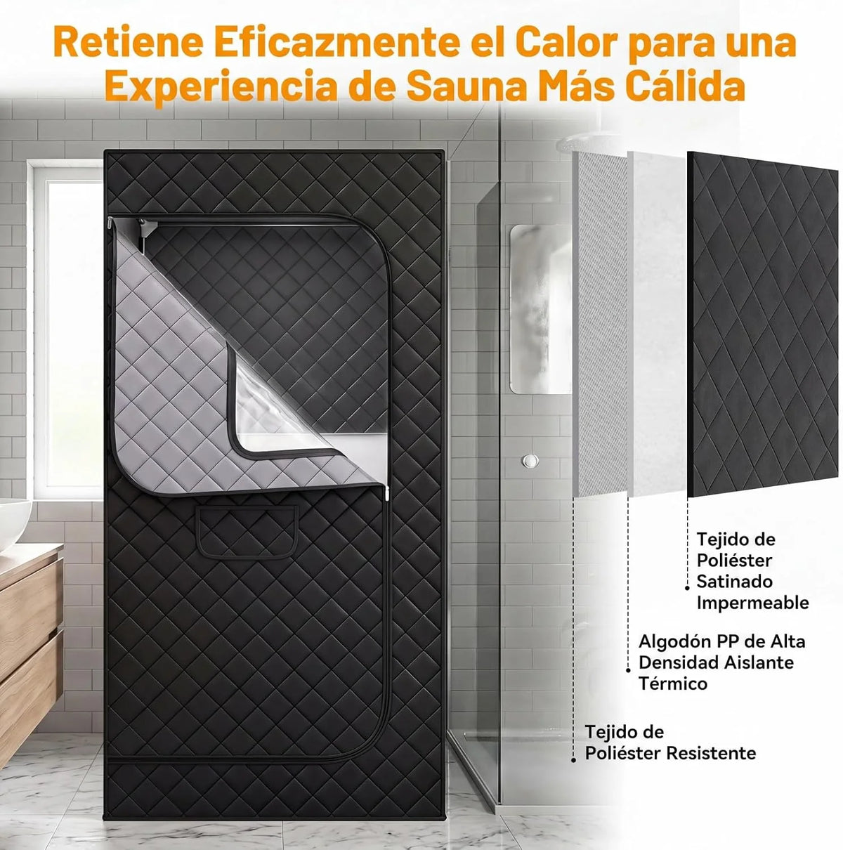 COSTWAY Tienda para Sauna de Infrarrojos con Silla Plegable