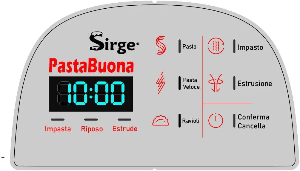 Sirge Pastabona Máquina para la Pasta 260 W – 13 Trafile – hasta 720 gr de pasta – Automática y también con Descanso – Incluye accesorio para pan/pizza/focas gratis