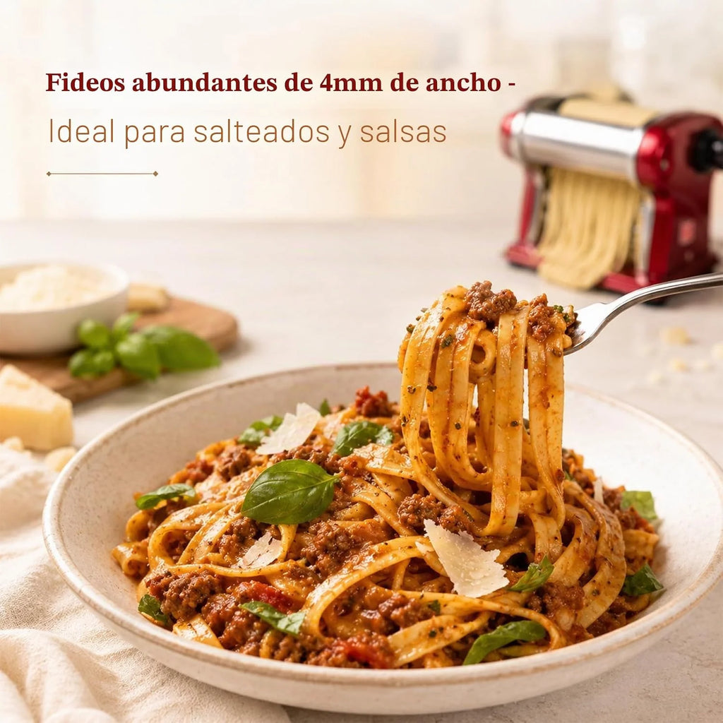 Máquinas Eléctricas Para Pasta - Fabricante de Fideos con Rodillo y Doble Cuchilla de Acero Inoxidable - 1.5mm (Redondo) y 4mm (Plano) - Para Uso Doméstico y Comercial