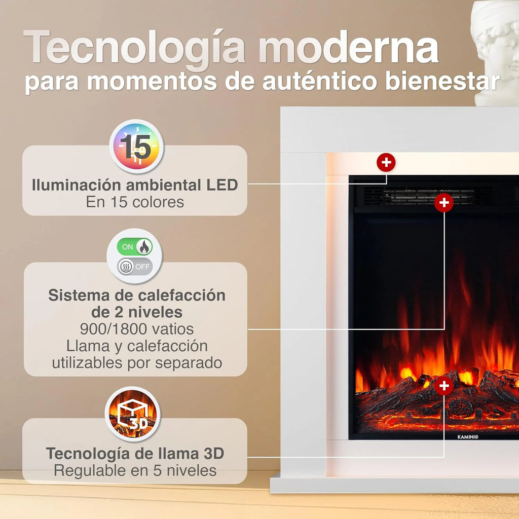 KAMINIO® Matti Modern 32 White Electric fireplace Floor-standing decorative