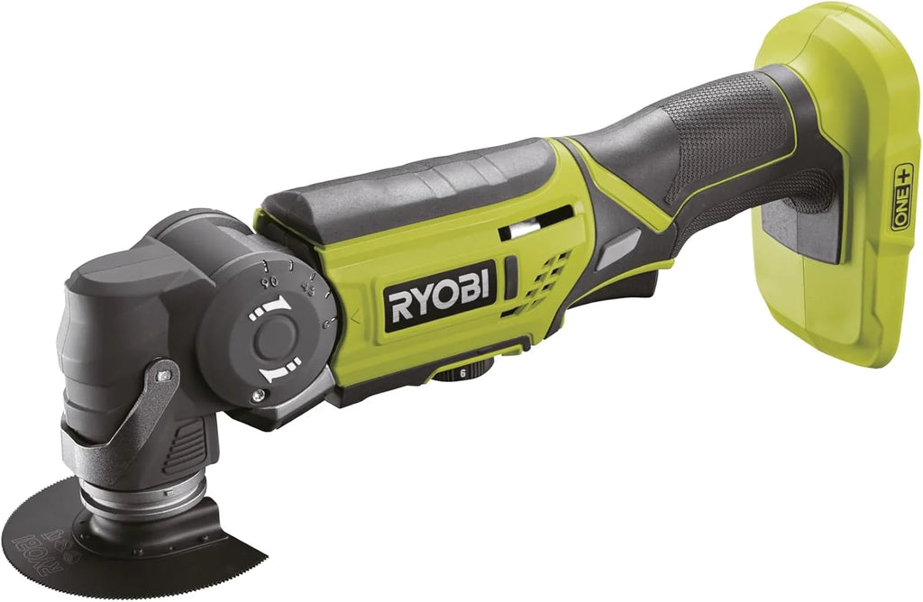 RYOBI - Multiherramienta 18V ONE+ - Herramienta Multiuso Ideal para Cortar Todo Tipo de Materiales y Lijar en Lugares Estrechos - Se Entrega con Accesorios (sin Batería y Cargador) - R18MT-0