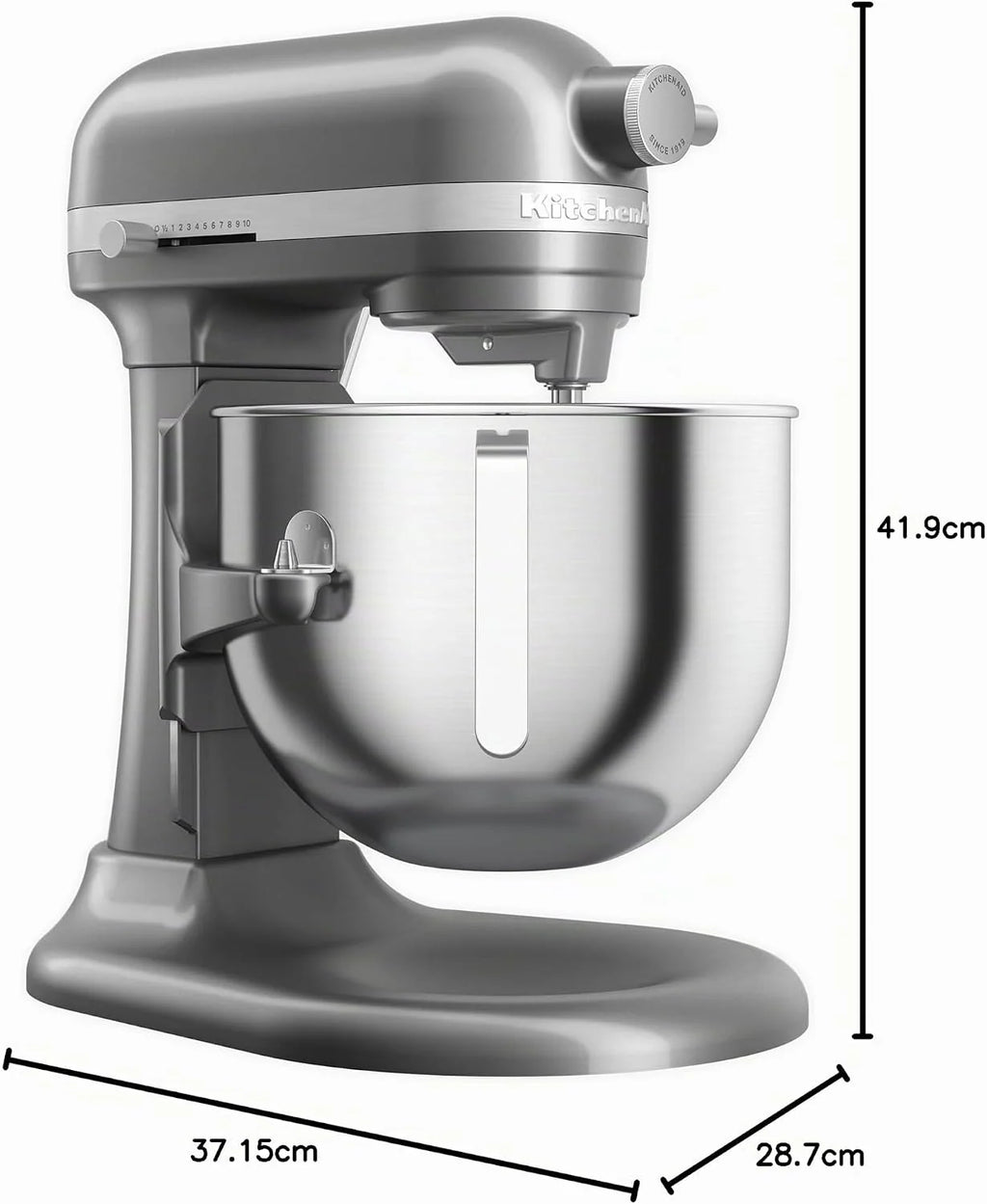 KitchenAid Batidora Amasadora Heavy Duty 6.6L, Engranajes Todo Metal, 11 Velocidades, Arranque Suave, Corte por Sobrecalentamiento, Bol 3 Puntos, Plata Contour