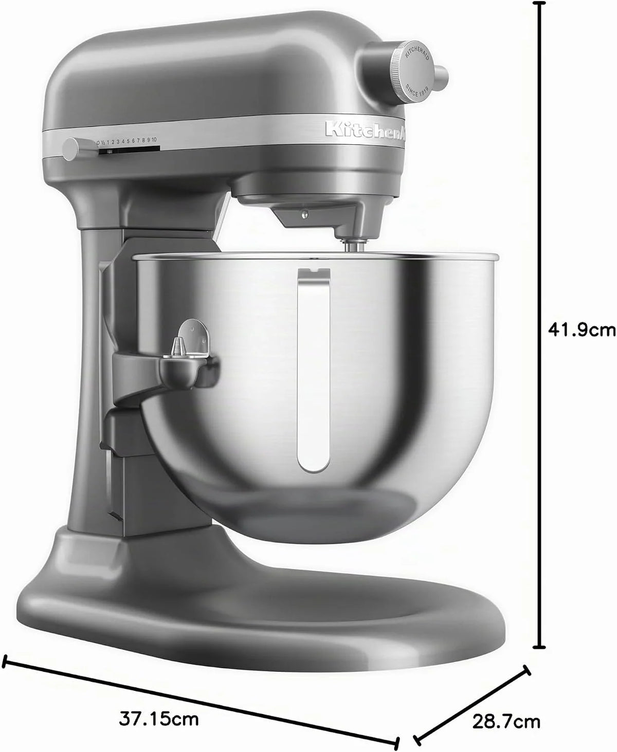 KitchenAid Batidora Amasadora Heavy Duty 6.6L, Engranajes Todo Metal, 11 Velocidades, Arranque Suave, Corte por Sobrecalentamiento, Bol 3 Puntos, Plata Contour