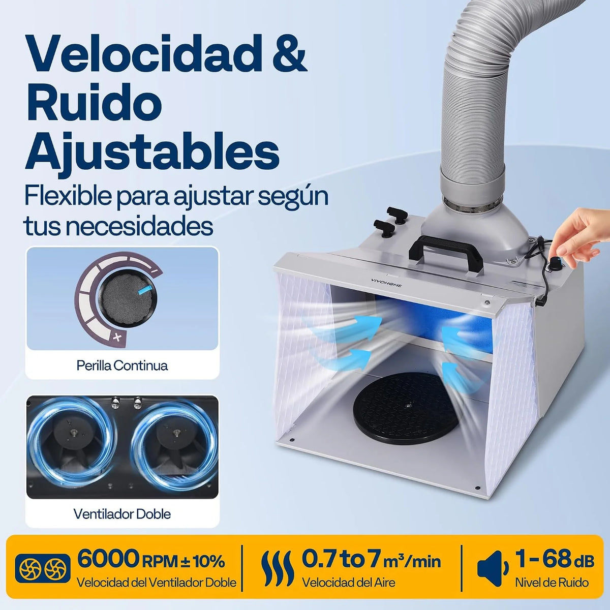 VIVOHOME Cabina de Pintura para Aerógrafo Velocidad Ajustable, 4 LEDs
