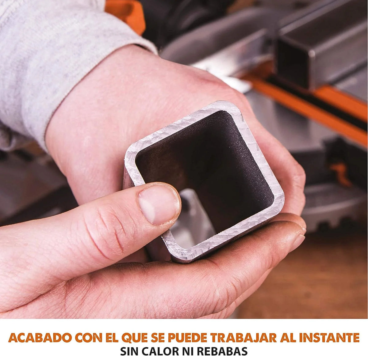 Evolution Power Tools - R210SMS-300+ Ingletadora deslizante multimaterial de 210 mm (230 V), con paquete plus, Corta acero dulce, aluminio, plástico, madera con clavos incrustados