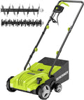 DEWINNER Escarificador eléctrico 2 en 1, aireador de césped 1500W, 32 cm de Ancho de Trabajo, Cesta de Recogida de 30 l, Ajustable en 4 Niveles de -12 Biz + 4 mm