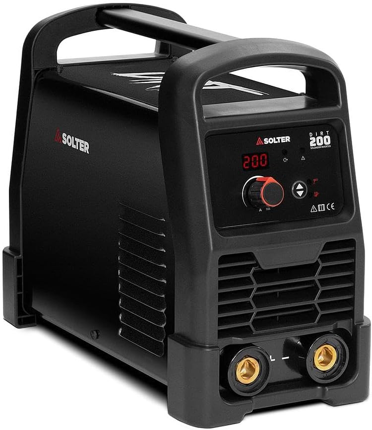 Solter Equipo Inverter de Soldadura DIRT 200A Tecnología TIG/MMA Lift-Arc y Arc-Sense Regulación Digital Precisa Compatible con Electrodos de Aluminio y Generadores Eléctricos