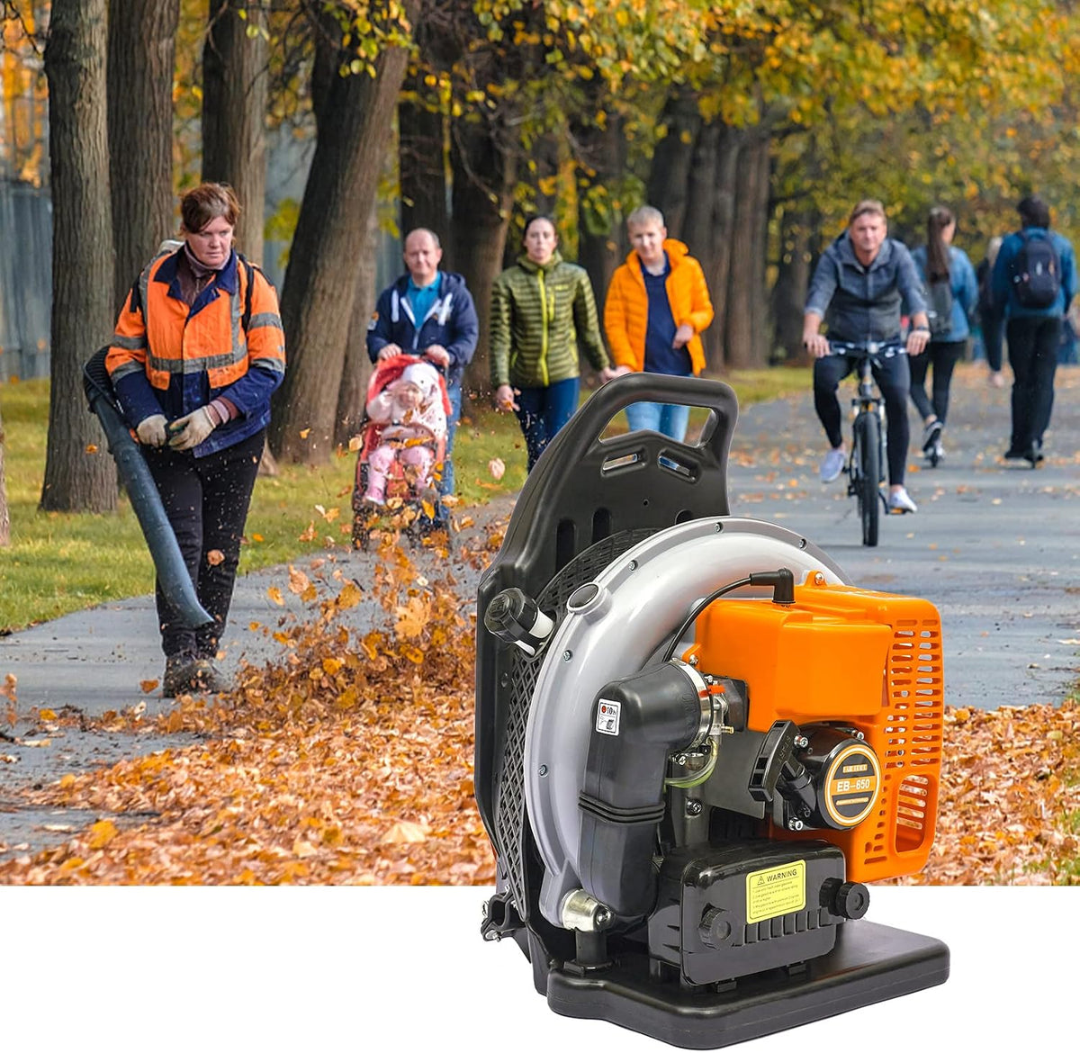 DIFU Soplador de hojas de gasolina de 65 ccm para mochila, 6800 rpm, 2 tiempos, para jardín, soplador de hojas de mochila, flujo de aire de 0,3 m³/seg, soplado de hojas portátil, limpieza de nieve