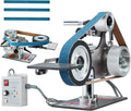 VEVOR Lijadora de Banda, Pulidora de Banda de Velocidad Variable 762 x 25,4 mm con VFD, Pulidora de Banda 550 W con 2 Moldes de Pulido y 3 Bandas de Lijado para Trabajar Metales y Fabricar Cuchillos