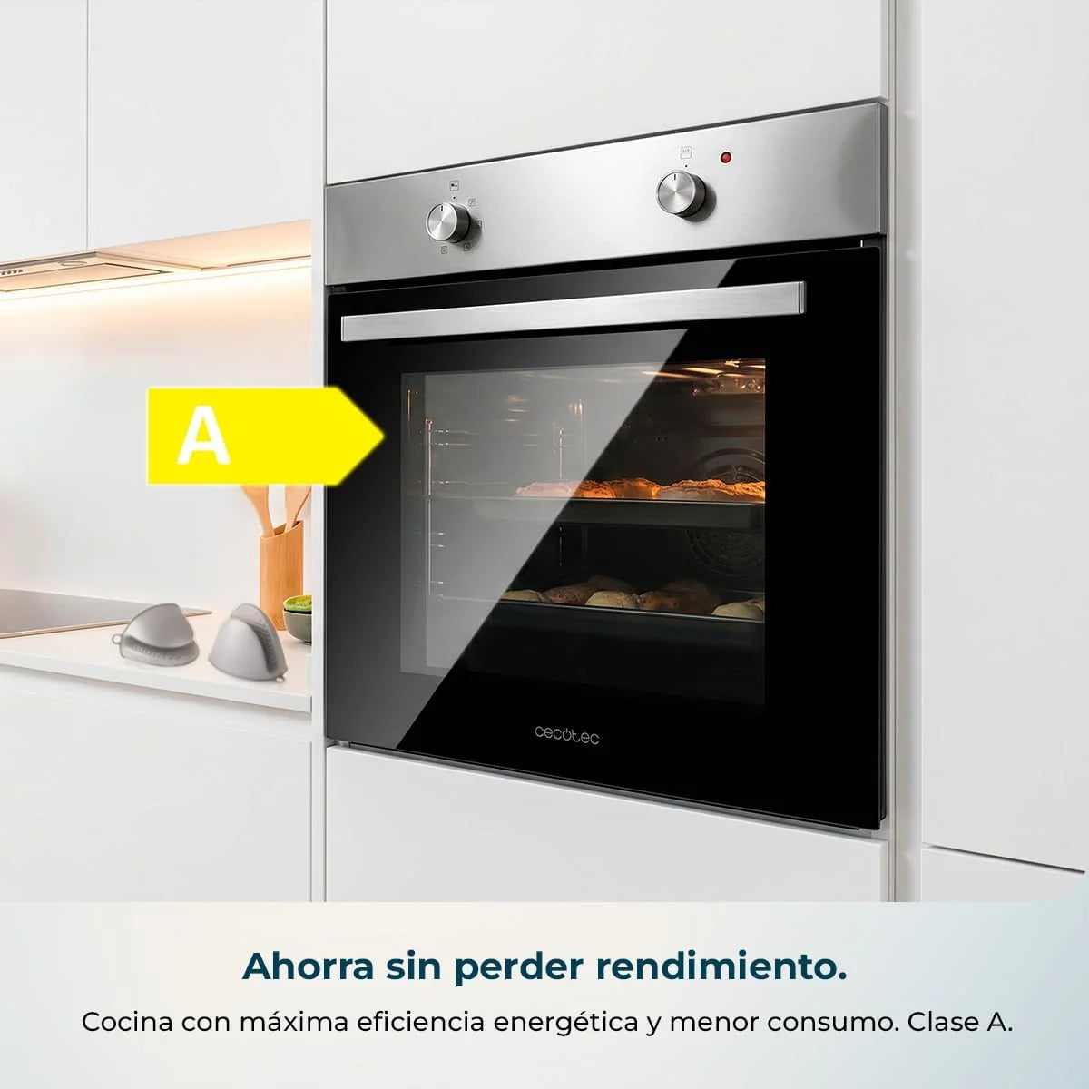 Cecotec Horno Integrable Bolero Hexa C126000 Inox A GloveKit. 2800 W, 77 L de capacidad, 4 Funciones, Steam Assist, Steam EasyClean, Cooling Fan, Triple Glass, Clase Energética A, Luz interior