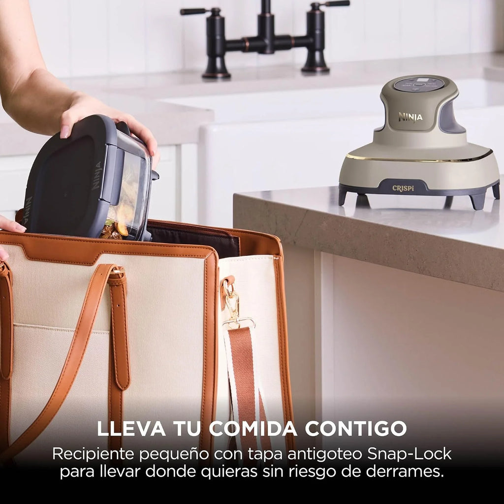 Ninja CRISPi, Freidora de Aire Portátil 4 en 1, 3,8L, Piedra/Dorado