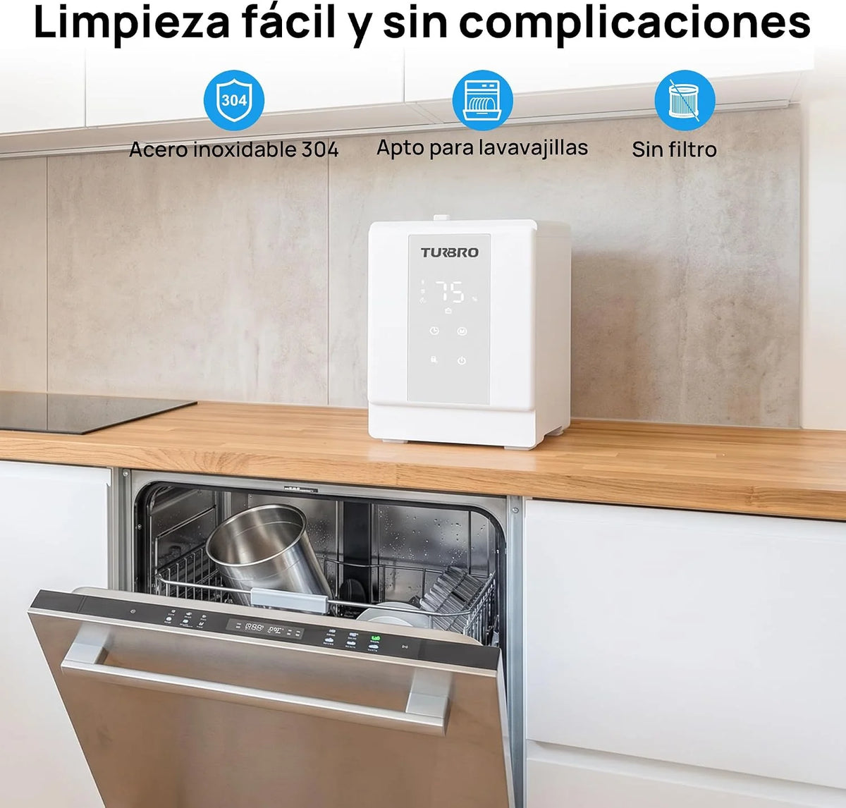 TURBRO Humidificador de vapor caliente 4 L para dormitorio, 500 ml/h