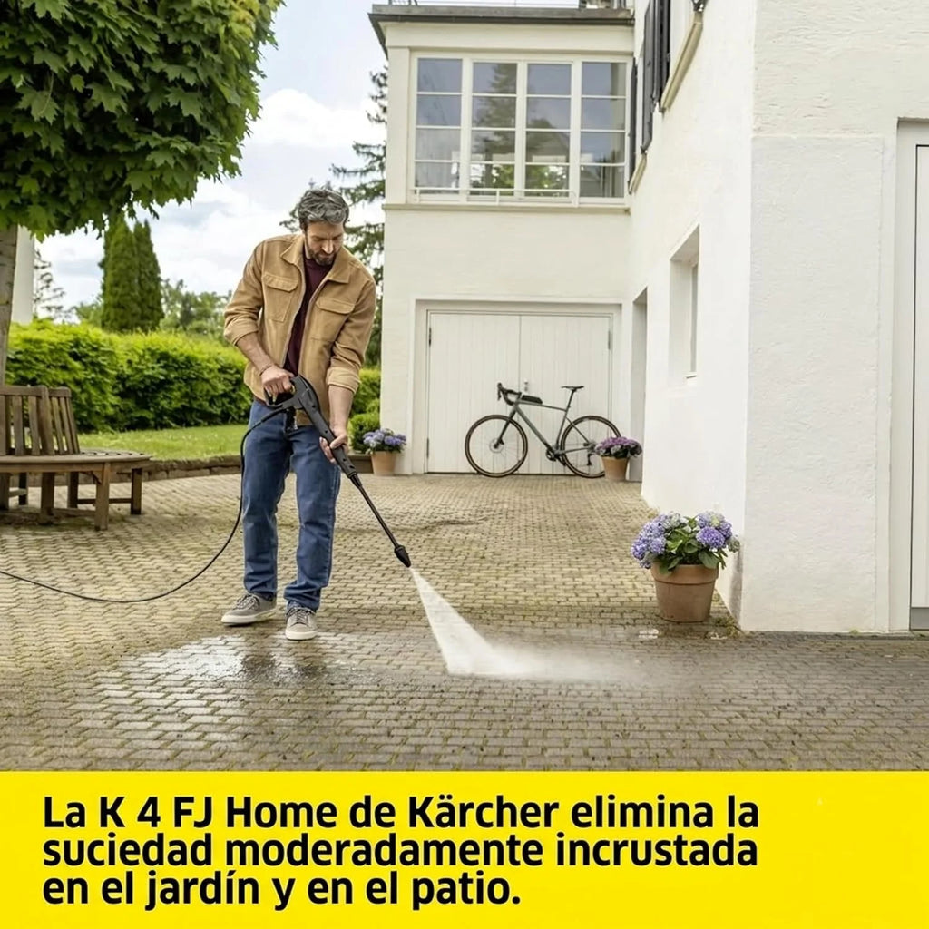 Kärcher Hidrolimpiadora K 4 FJ Home, presión: máx. 130 Bar, caudal: 420 l/h, Rendimiento de Superficie: 30 m²/h, Incl. Kit para el hogar y Boquilla de Espuma, Amarillo