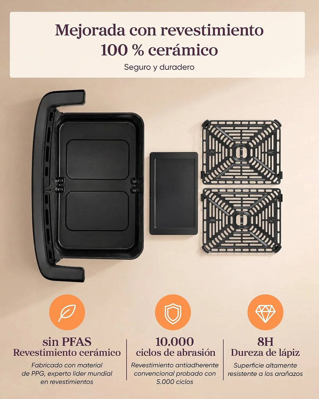 Cosori Freidora de Aire 8,6L Dual Blaze TwinFry Compact, sin PFAS ni Teflon