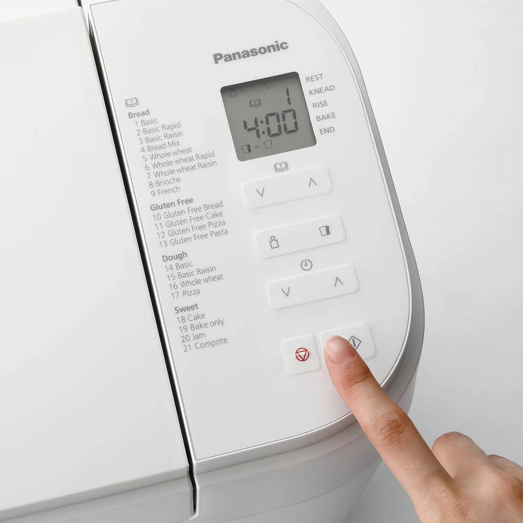 Panasonic SD-B2510WXE Panificadora Automática, 850W, Sensor de Temperatura, Temporizador Digital 13H, 25 Programas, Blanco