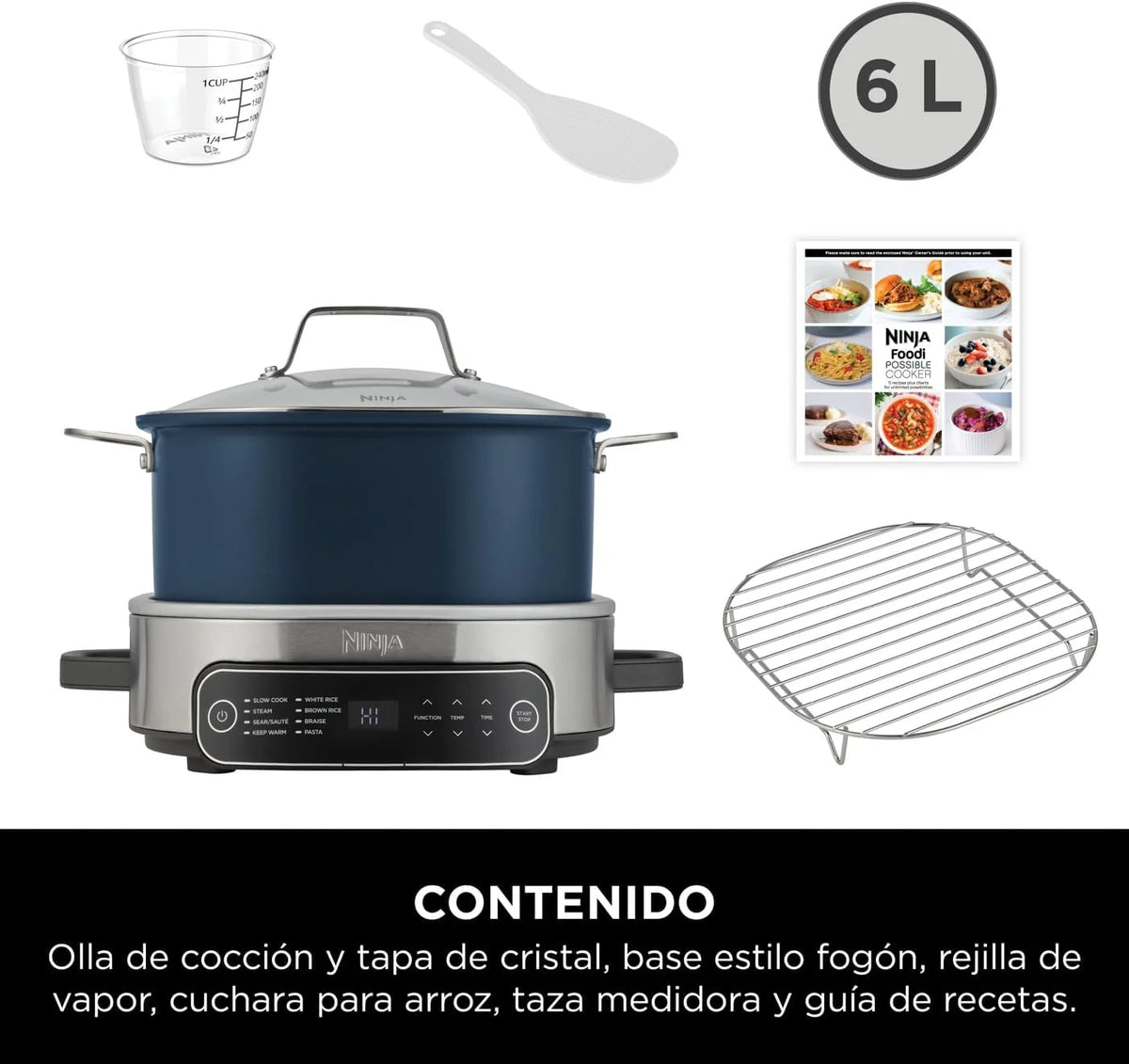 Ninja Foodi PossibleCooker, Olla Eléctrica para Cocinar 8 en 1, 6L
