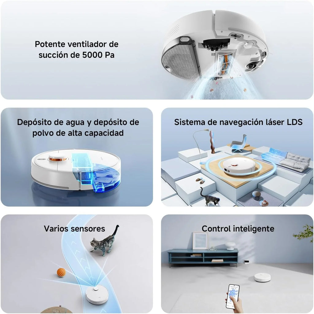 XIAOMI S40C Robot Aspirador con Fregado, 5000 Pa, Control App y Voz