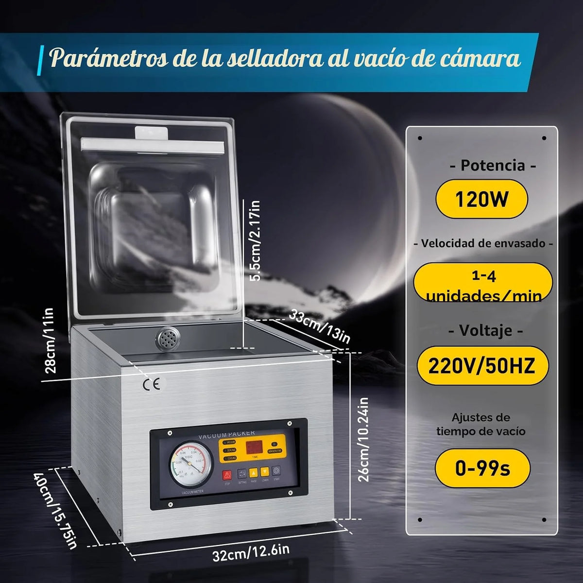Envasadora al vacío 220 V DZ-260 selladora profesional al vacío máquina de vacío para alimentos instrumento preciso metal raro, etc