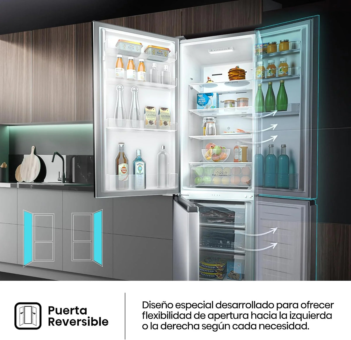Hisense RB329N4ACE - Refrigerador combinado de instalación libre, Total No Frost con ventilación multiflujo, Inox Look, altura 180 cm, capacidad neta 255 L